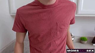 Brunette MILF Justine Jakobs rides stepson's cock in POV with deep thrusts