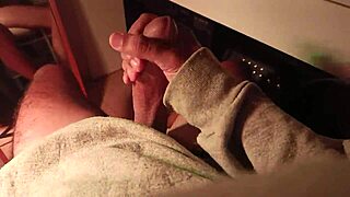 Whoa, this hot guy in sweater and boxers is jerking his big cock with loud moans