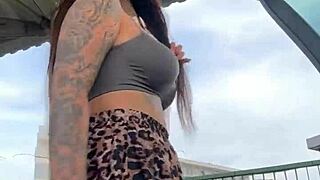 shocking skirt challenge at mall turns into public parking lot contest with hidden hairy pussy exposure