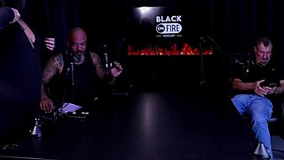 Did Carlos Urach take a beating from the brunette's butt? He begged for mercy so the host left her tits out on sheer red!