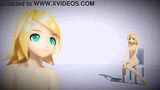 kagamine rin dances in tokyo teddy bear project diva with big ass and tits exposed.