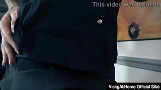 Blonde Milf Vicky Vette Strips In Office To Masturbate Big Pussy Lips And Clit To Orgasm