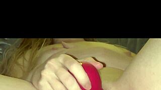 Cute blonde masturbates with toy after bath. She has close-up intense orgasm playing wet pussy.