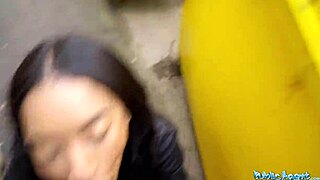 Public agent picks up ebony Latina Linda Baker for blowjob and squirting sex outdoors