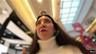 Public pee in jeans at shopping mall