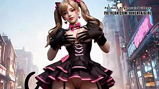 overwatch dva in black cat skin cosplays with sensual dance, pov riding, breast massage, and uncensored hentai facial