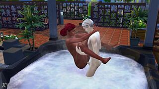 The Sims 4 Bath Turns into Rough Outdoor Redhead Sex in Jacuzzi?