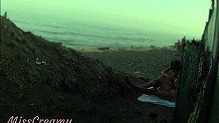 WATCH This French Stepdaughter HELP Me CUMSHOT on Public Beach After Flashing Cock in Risky Outdoor Sex!