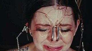 The tale reveals an emo bondage whore in the garage getting her face tied up and punished with rough piss crying.