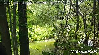 Skinny teen Evelina Darling acts cocky by flashing small tits in public and sucking dick in risky outdoor spots