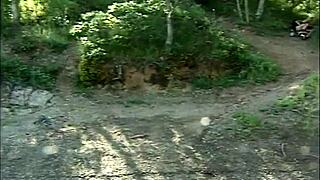 Blonde czech babe gets anal assfucking with big cock in doggystyle outdoors. Creampie cum on ass follows riding and muff diving.