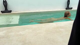 Poolboy bangs cute blonde girlfriend doggystyle outdoors in quickie cowgirl ride