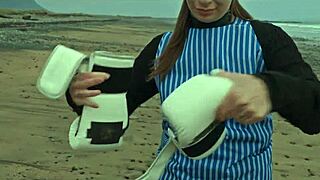 Beautiful Italian babe Silvia Soprano gets roughly dominated on a Norwegian beach with slapping and spitting in a kinky cinematic adventure