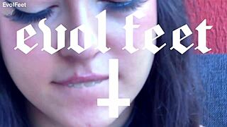 Dominant Latina Goddess In Heels Chokes And Gags Slave With Deepthroat Foot Licking