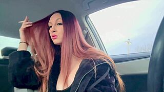 Wow! Italian Milf Artemisia Love Smokes Cigarette In Car Flashing Big Tits And Nipples Outdoors!