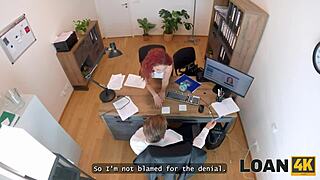 loan4k sexy redhead sirena milano gives perfect blowjob in office interview for european couple