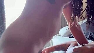 She dives into giving wild blowjob to big black cock in ghetto style