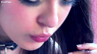 Dominant Latina Goddess In Heels Chokes And Gags Slave With Deepthroat Foot Licking