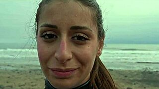 Beautiful Italian babe Silvia Soprano gets roughly dominated on a Norwegian beach with slapping and spitting in a kinky cinematic adventure