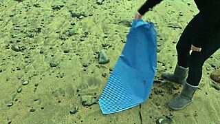 Beautiful Italian babe Silvia Soprano gets roughly dominated on a Norwegian beach with slapping and spitting in a kinky cinematic adventure