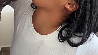 Amateur Couple Nysdel Devours Huge Meat Dildo with Deepthroat and Cum Swallow