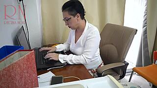 I love how this secretary gets fucked with a dildo on hidden office cam 1