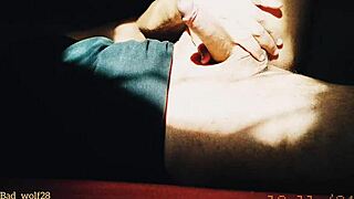 Hey that penis handjob at sunset looks crazy sensual with muscular bodybuilder in outdoor exhibitionist fetish