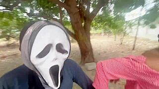 Big Ass Latina In Halloween Costume Faces Minutes Of Terror And Sex With Monster Cock In Forest Garden.