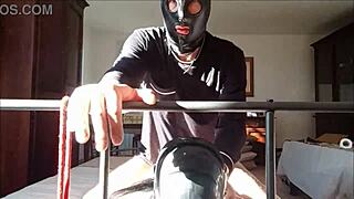 Laura sexy milf in 2024 bondage scene fucks bound in high heels and stockings ending with cum on tits