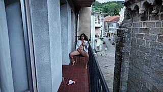 Risky public balcony masturbation of my stepsister turns you on or what
