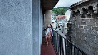 Risky public balcony masturbation of my stepsister turns you on or what