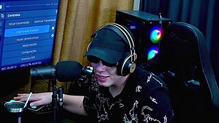 Brazilian casting interview with glamorous Latina Belinha Baracho kissing and drooling over Ruan's huge pau in uncensored sensual podcast P�pum no Barraco