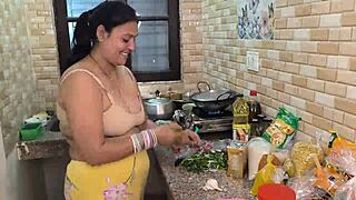 imagine hardcore fucking in the kitchen by muscular husband with deepthroat and natural tits action