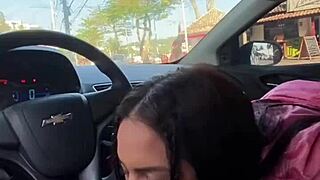 kriok teen caught giving intense blowjob in car during broad daylight outdoors in pov style