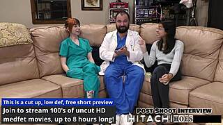 Freshman endures mandatory hitachi vibrator orgasm with pierced nipples and spreading in backstage close up