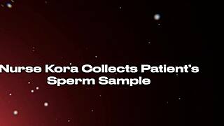 nurse kora bell roleplays hospital scene to fuck semen sample from patient joey grayy