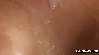 nasty babe gets sperm load on face from sucking all the jizz