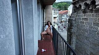 Risky public balcony masturbation of my stepsister turns you on or what