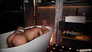 I help my stepmom relax and we have passionate sex in a hot bathtub with blowjob and riding