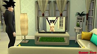 Hey, check out this Dragon Ball hentai where Goku sees his wife Milk getting fucked hard by their sons in wild anal action!