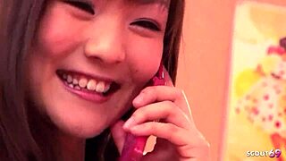 Petite japanese step-sister caught masturbating seduces to first time blowjob and facial cumshot.