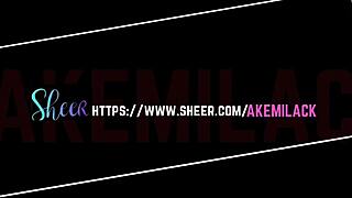 I grabbed this thin and huge cucumber for some outdoor solo fun in my lingerie.