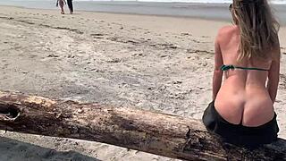 Ejaculation in Front of Everyone on Beach