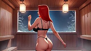 big boobs jessica milf bounces tits and ass in sauna scene