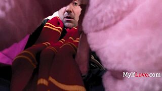 Skinny milf in potter cosplay craves those elder wands, but can she handle the spell?