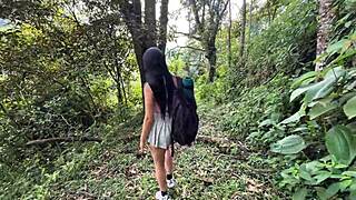 busty latina yenifer chacon caught trespassing bends over for big cock rough sex outdoors