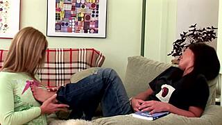 Horny teen 18+ lesbians eat shaved pussy and do anal sex with toys solo