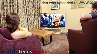 Curvy British 19 Year Old Goth Teen Gives Oily Handjob to Older Boyfriend on Sofa. She Gets Cum Covered in First Time Homemade Fetish Scene.