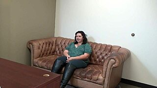 Mia Marks California College Student BBW with Big Tits and Ass in Solo Casting Interview on Sofa