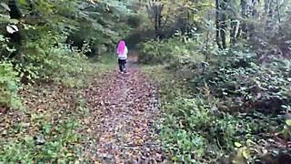 Rough Outdoor Forest Sex with Spanking and Squirting for Skinny Teen Girl